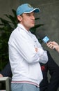 Mats Wilander gets interviewed at Roland Garros Royalty Free Stock Photo