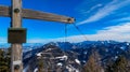 Matschacher Gupf - Panoramic hiking trail trough deep snow leading to the mountain summit in Karawanks, Royalty Free Stock Photo