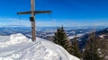 Matschacher Gupf - Panoramic hiking trail trough deep snow leading to the mountain summit in Karawanks, Royalty Free Stock Photo