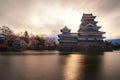 Matsumoto Castle during cherry blossom Sakura is one of the most famous sights in Matsumoto, Nagano, Japan. Japan tourism, Royalty Free Stock Photo