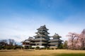 Matsumoto Castle during cherry blossom Sakura is one of the most famous sights in Matsumoto, Nagano, Japan. Asian tourism, Royalty Free Stock Photo