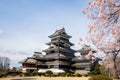 Matsumoto Castle during cherry blossom Sakura is one of the most famous sights in Matsumoto, Nagano, Japan. Japan tourism, Royalty Free Stock Photo