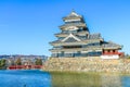 Matsumoto castle Matsumoto jo in winter on blue sky backgroun