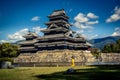 Matsumoto Castle and tradition women walking