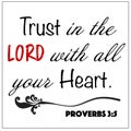 Proverbs 3:5 - Trust in the Lord with all your heart word design vector on white background for Christian encouragement from the O