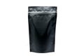 Matt black doypack pouch with zipper on white background Royalty Free Stock Photo