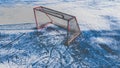 Matt effect with Hockey stick on top of ice arena net Royalty Free Stock Photo