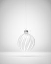 Matt glass white twisted striped Christmas ball