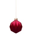 Matt red Christmas ball, modern geometric pattern