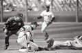 Matt Williams tags out Howard Johnson as he slides into 3rd base