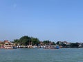 Mattancherry Ferry Route view with seascape clear sunlit sky background Royalty Free Stock Photo