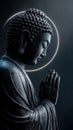 Matte black buddha statue in anjali mudra pose Royalty Free Stock Photo
