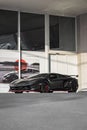 Matte black Lamborghini Aventador SVJ luxury car