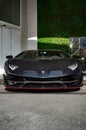 Matte black Lamborghini Aventador SVJ luxury car Royalty Free Stock Photo