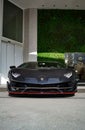 Matte black Lamborghini Aventador SVJ luxury car Royalty Free Stock Photo