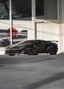 Matte black Lamborghini Aventador SVJ luxury car Royalty Free Stock Photo