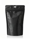 Matte Black Stand Up Pouch Packaging Against White Background Minimalist Style Royalty Free Stock Photo