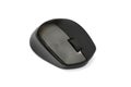 A matte black wireless computer mouse isolated on a white background. Royalty Free Stock Photo