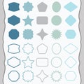 Matte blue and gray silhouette and outline icons set