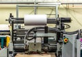 Matte or gloss plastic machine in a printing press for a perfect finish of printed documents. Royalty Free Stock Photo