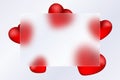 Matte screen with blurred red hearts, suitable for Valentines Day banner, medical art, wedding website, dating app, gift
