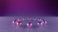 Matte spheres 3d, matte balls 3d. Balls on a bright atmospheric large background