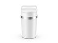 Matte travel mug mockup, blank thermos insulated vacuum mug for branding and promotion.