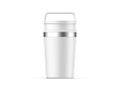 Matte travel mug mockup, blank thermos insulated vacuum mug for branding and promotion.