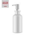 Matte white soap dispenser bottle mockup template