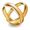 Matted shiny gold wedding rings isolated realistic illustration