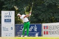 Matteo Manassero (ITA) hits his tee shoot on 5th hole. Royalty Free Stock Photo