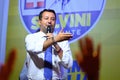 Matteo Salvini leader of Lega italian party during election rally