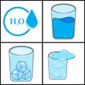 Matter in Different states. Gas, solid, liquid. Vector illustration Royalty Free Stock Photo