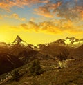 Matterhorn and Gabelhorn in Pennine alps, Switzerland Royalty Free Stock Photo