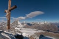 MATTERHORN GLACIER PARADISE, SWITZERLAND - OCTOBER 27, 2015: Crucifixion on Matterhorn Glacier Paradise near Matterhorn Peak, Alps Royalty Free Stock Photo