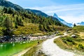 Matterhorn with Grunsee Lake in Zermatt