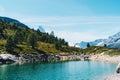 Matterhorn with Grunsee Lake in Zermatt