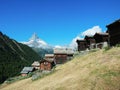 Matterhorn with historic houses in Zermatt