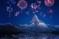 The Matterhorn ( Italian: Cervino, French: Cervin) with fireworks