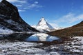 Matterhorn mountain reflected on the lake stock photo