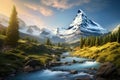 Matterhorn mountain in Switzerland, Europe. Artistic style, Matterhorn, Switzerland, AI Generated