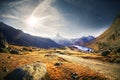 Matterhorn night roads under the stars moon Royalty Free Stock Photo