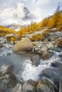 Matterhorn over a mountain stream in autumn