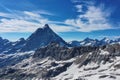 Matterhorn with panoramic view in the intense blue sky