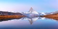 Matterhorn peak on Stellisee lake Royalty Free Stock Photo