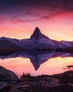 Matterhorn peak on Stellisee lake Royalty Free Stock Photo