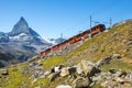 Matterhorn peak with a train , Switzerland