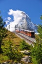 Matterhorn with railroad and train Royalty Free Stock Photo