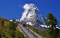 Matterhorn with railroad and train Royalty Free Stock Photo