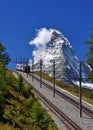 Matterhorn with railroad and train Royalty Free Stock Photo